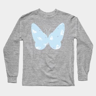 Blue Butterfly Pattern Long Sleeve T-Shirt